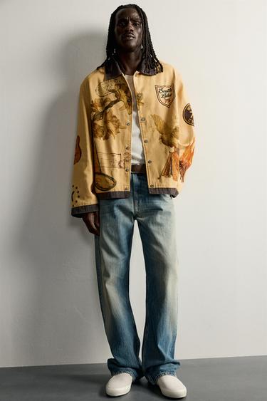 CHAMARRA RELAXED FIT ESTAMPADOS CONTRASTE - Mostaza de Zara