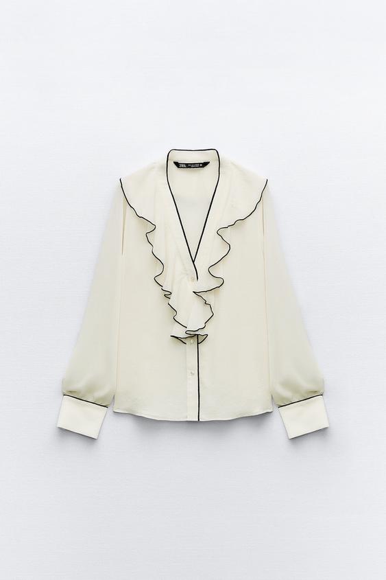 Blusa Branca Estampada Zara  Blusa Feminina Zara Usado 83188541