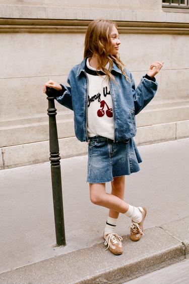 FRAYED DENIM SKIRT - Mid-blue by Zara