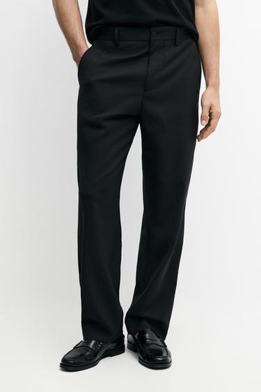 Pantalon de costume wide leg en laine froide - Noir de Zara