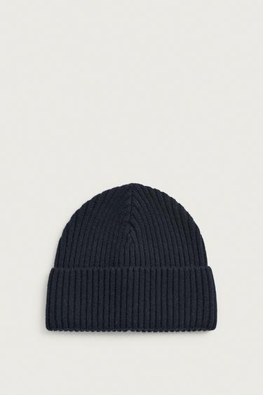 WOOL BLEND KNIT BEANIE — Dark navy 2