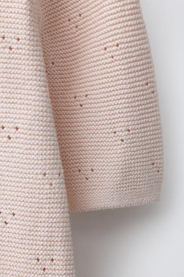 KNIT PLAYSUIT WITH CROCHET COLLAR AND EMBROIDERED FLOWERS - Beige-pink by Zara - Image 2