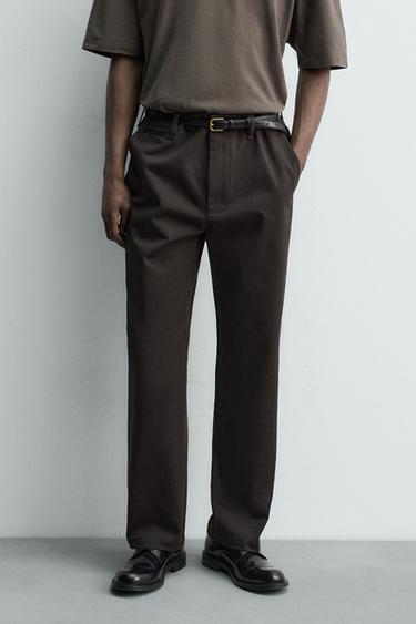 PANTALON CHINO REGULAR FIT - Noir / Marron de Zara