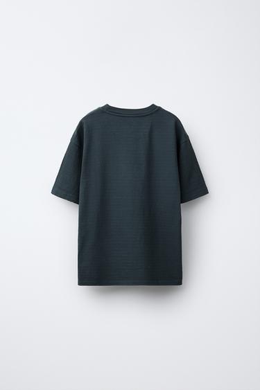 EMBROIDERED TEXT STRUCTURE T-SHIRT - Anthracite grey by Zara