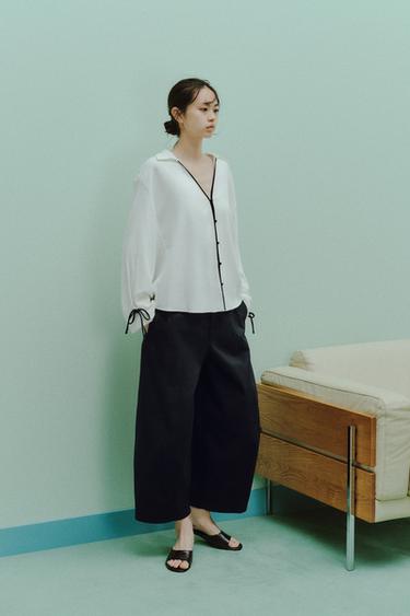 ZW COLLECTION クロップドバルーンパンツネイビーブルーZaraのZW COLLECTION クロップドバルーンパンツ - ネイビーブルー 