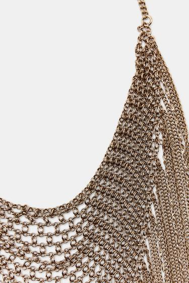 FRINGED BIB NECKLACE - Golden by Zara - Image 4