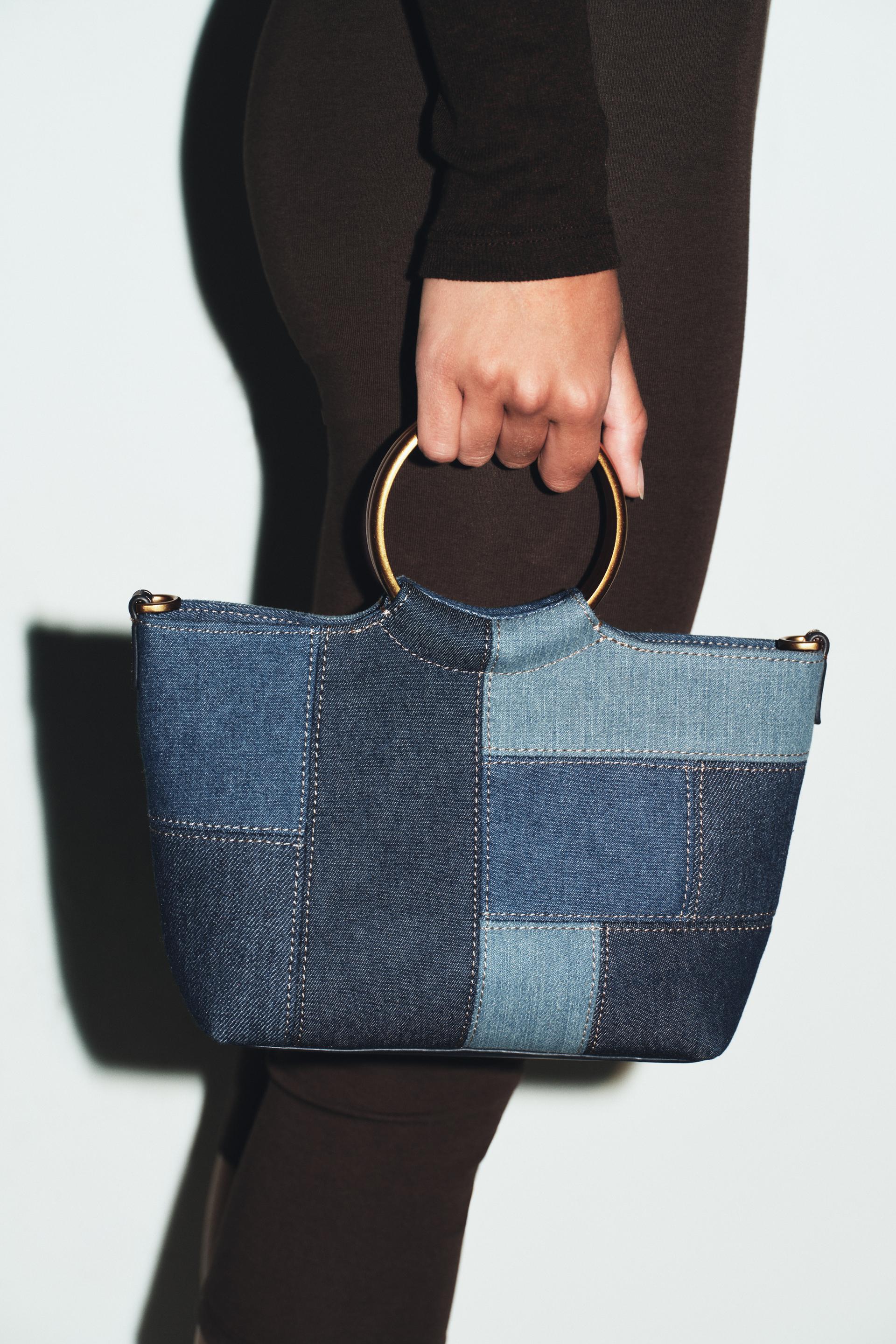 ZARA PATCHWORK MINI BUCKET BAG