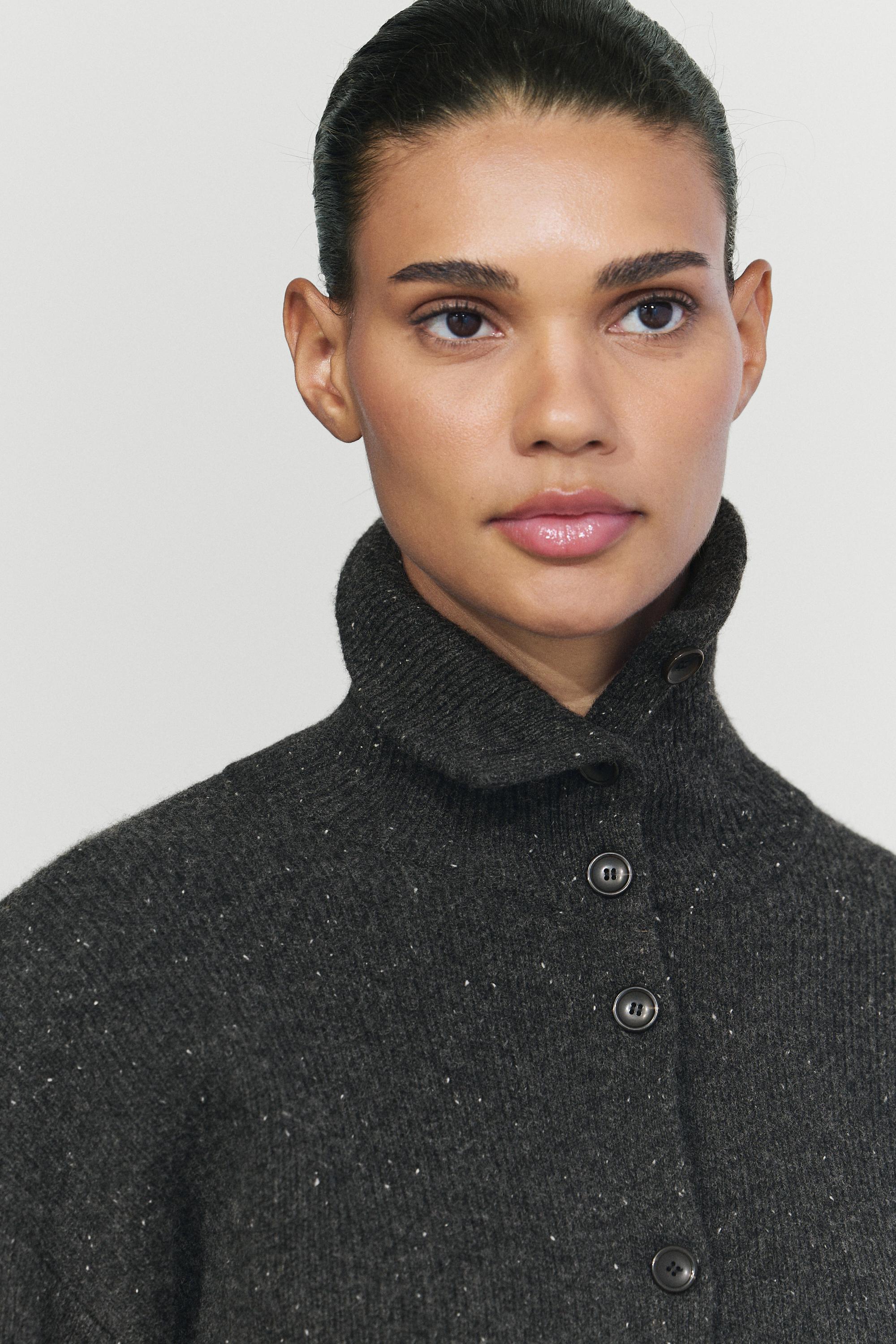 100% wool knit turtleneck cardigan