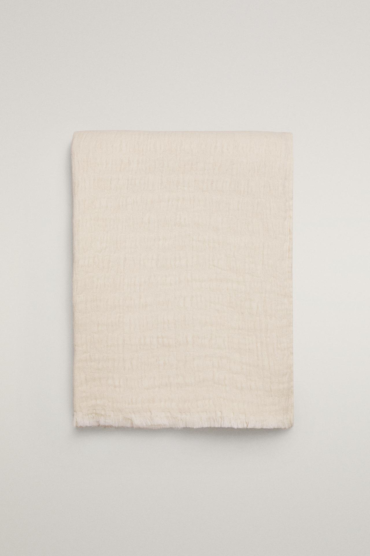 TEXTURED COTTON BLANKET — Ecru