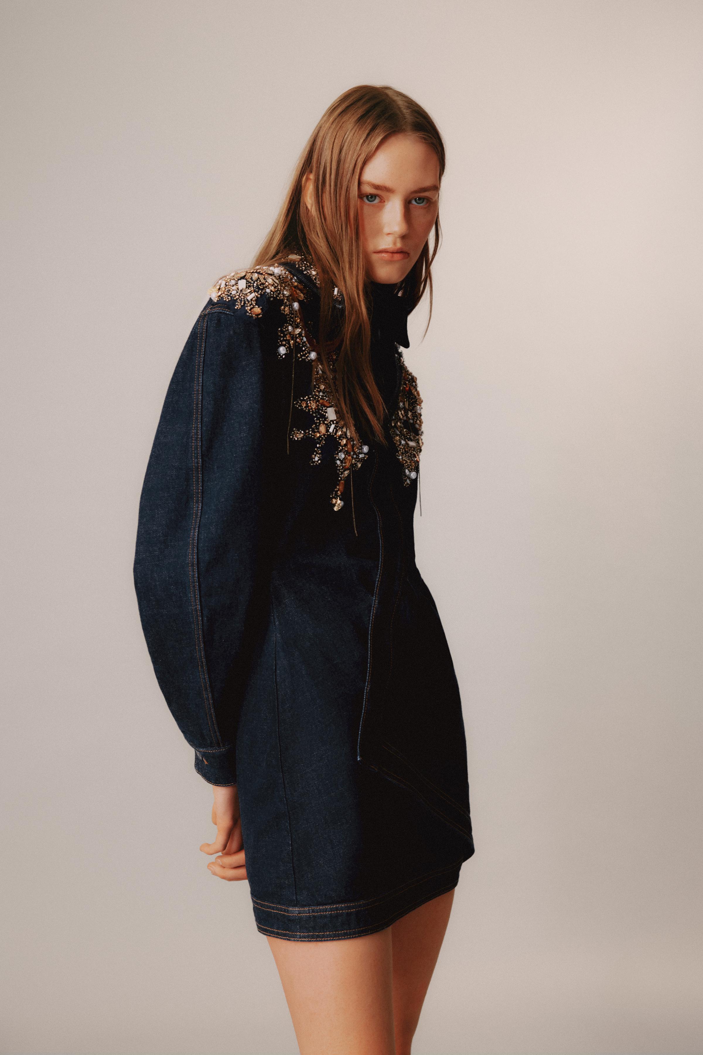 LIMITED EDITION JEWELED DENIM DRESS