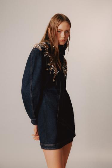 LIMITED EDITION DENIM JEWEL DRESS - Blue by Zara