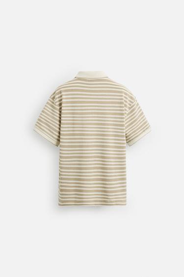 STRIPED JACQUARD POLO SHIRT - camel by Zara - Image 7
