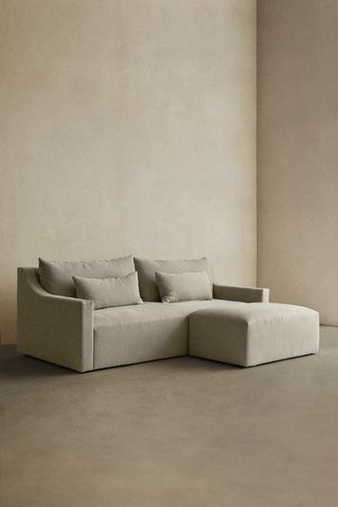 WASHED LINEN POUF - Light beige by Zara - Image 2