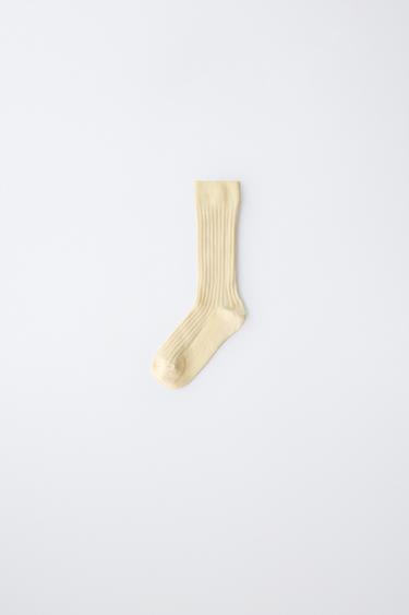 LONG RIBBED SOCKS - Butter by Zara