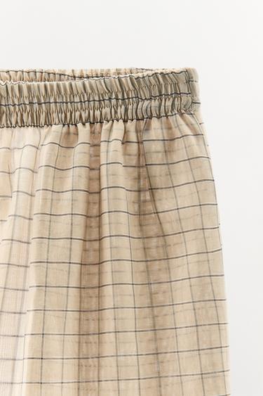 PANTALON DE PYJAMA À CARREAUX - Écru de Zara - Image 4