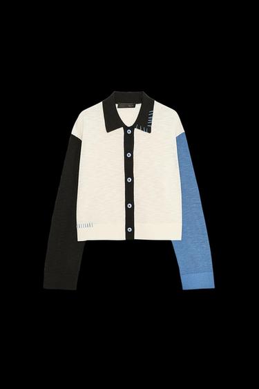 CHAQUETA PUNTO CONTRASTE - único de Zara - Imagen 0