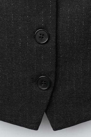 GILET SANS MANCHES RAYURE CRAIE BRILLANTE - Gris anthracite de Zara - Image 3