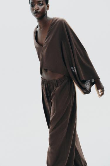 ASYMMETRIC CAPE KIMONO - Brown by Zara