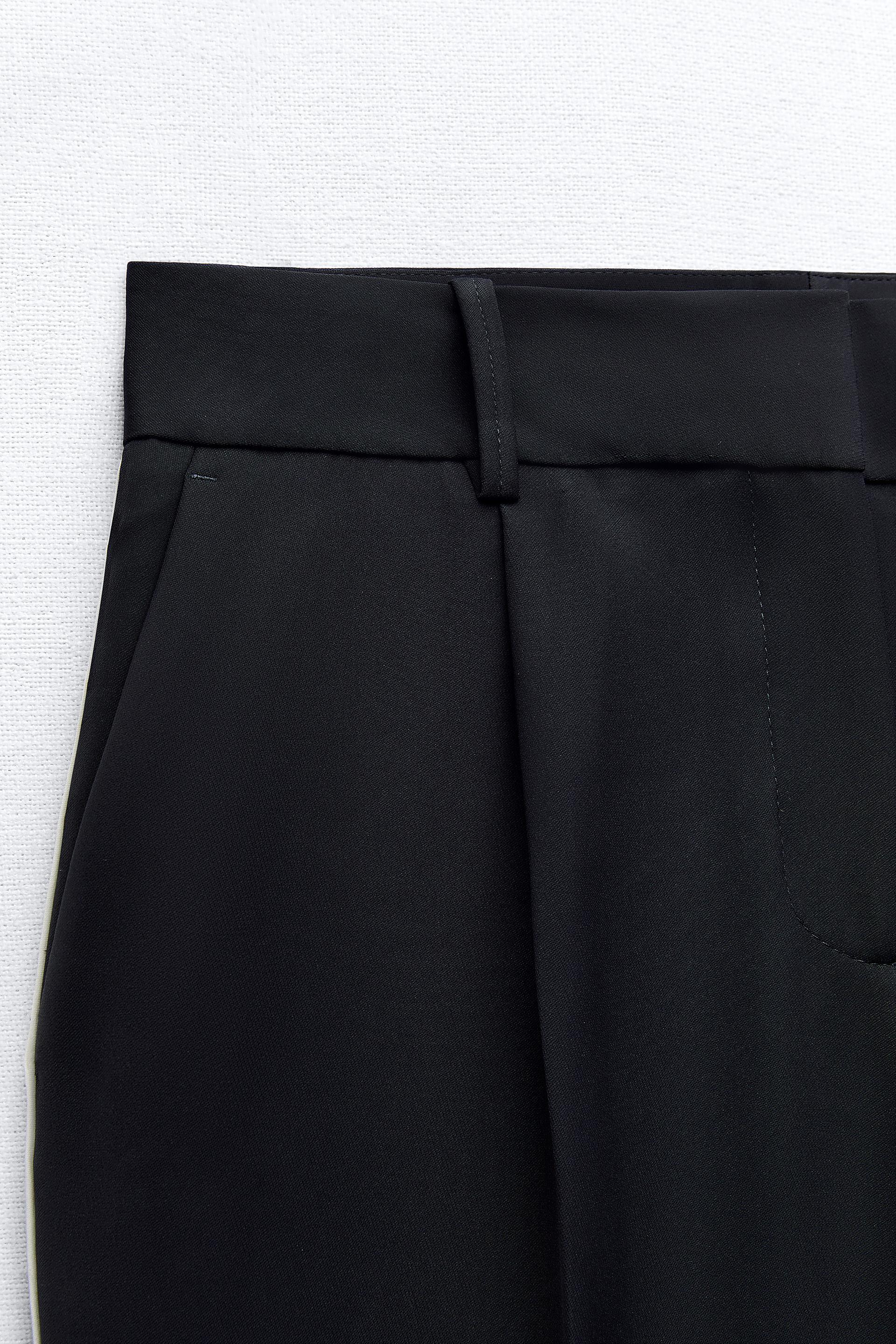 WRAP WAIST TAPERED PANTS - Black