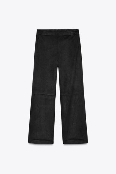 FAUX SUEDE TROUSERS - Black by Zara - Image 3