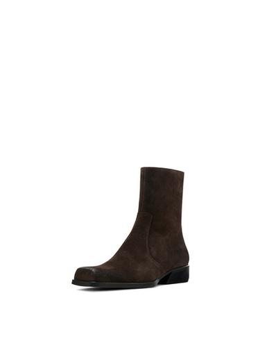 Bottines en croûte de cuir brossées - Marron de Zara