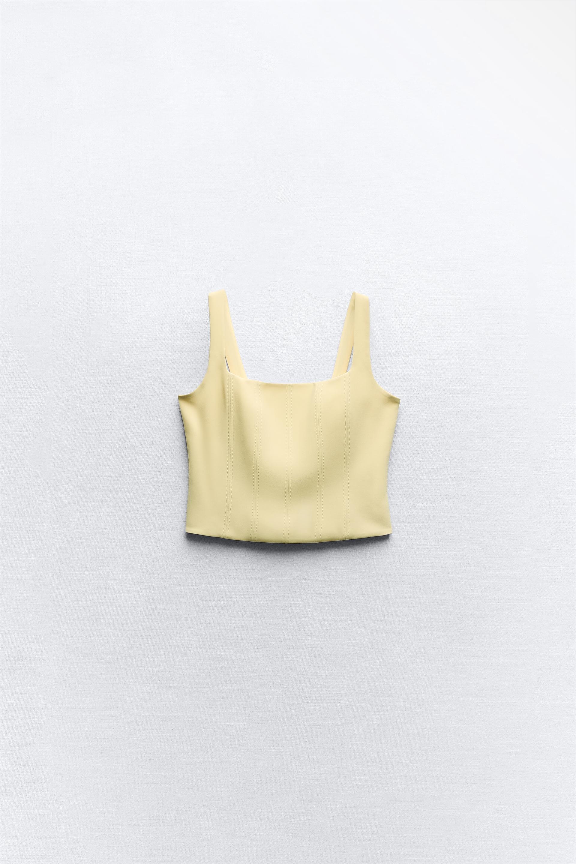 ZARA BLACK LIMITLESS CONTOUR SEAMLESS ASYMMETRIC RHINESTONE CROP