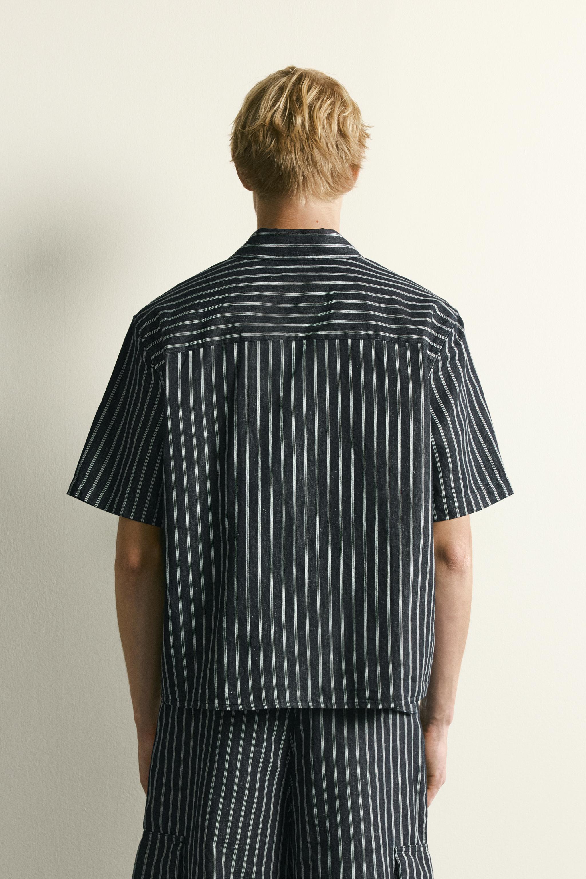 CHEMISE EN DENIM COTON - LIN À RAYURES