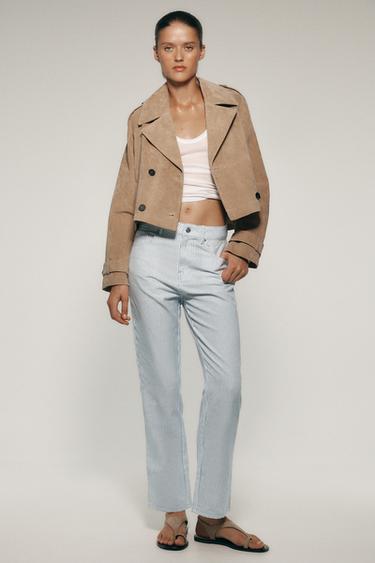 CAZADORA TRENCH CORTA 100% PIEL - Tostado de Zara