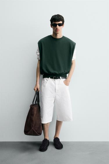 INTERLOCK TEXTURED PIQUÉ GILET - Duck green by Zara - Image 0