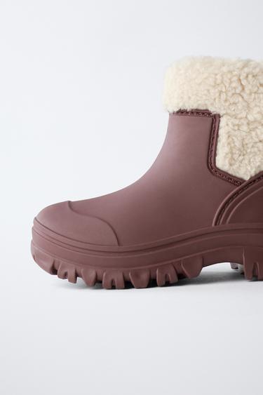 BOTTES DE PLUIE EFFET MOUTON - Bordeaux de Zara - Image 5