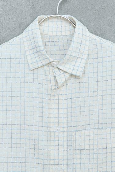 STORIESZ - CHECKED COTTON AND LINEN SHIRT - Blue by Zara - Image 2