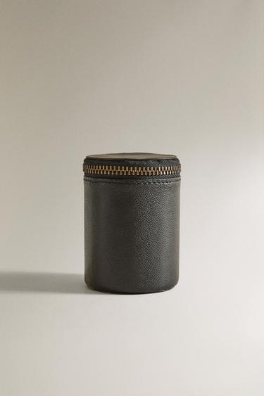 CYLINDRICAL LEATHER CASE - Black by Zara