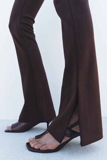 PANTALON FLARE EN CRÊPE - Marron de Zara - Image 1