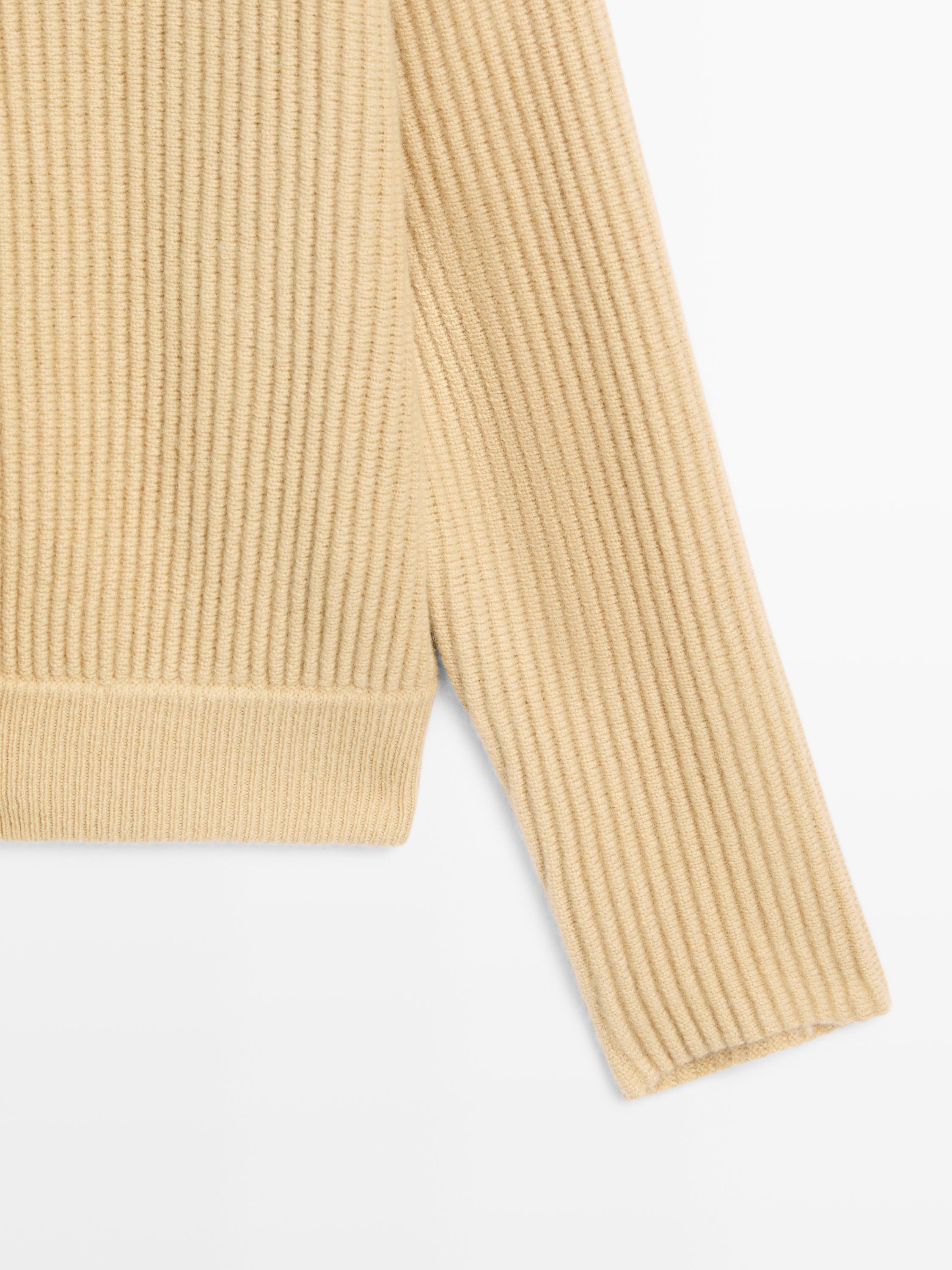 100% wool turtleneck knit cardigan
