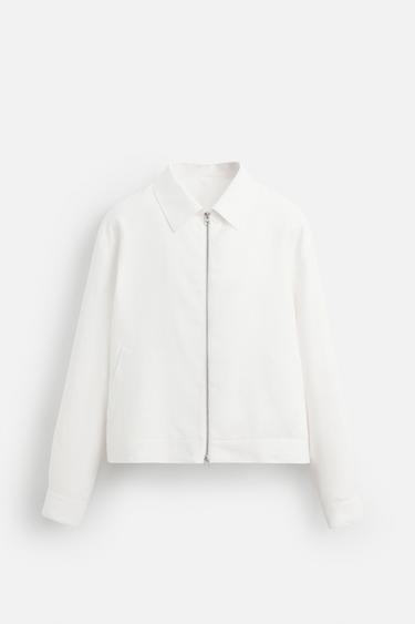 Zara 100% LINEN JACKET - White