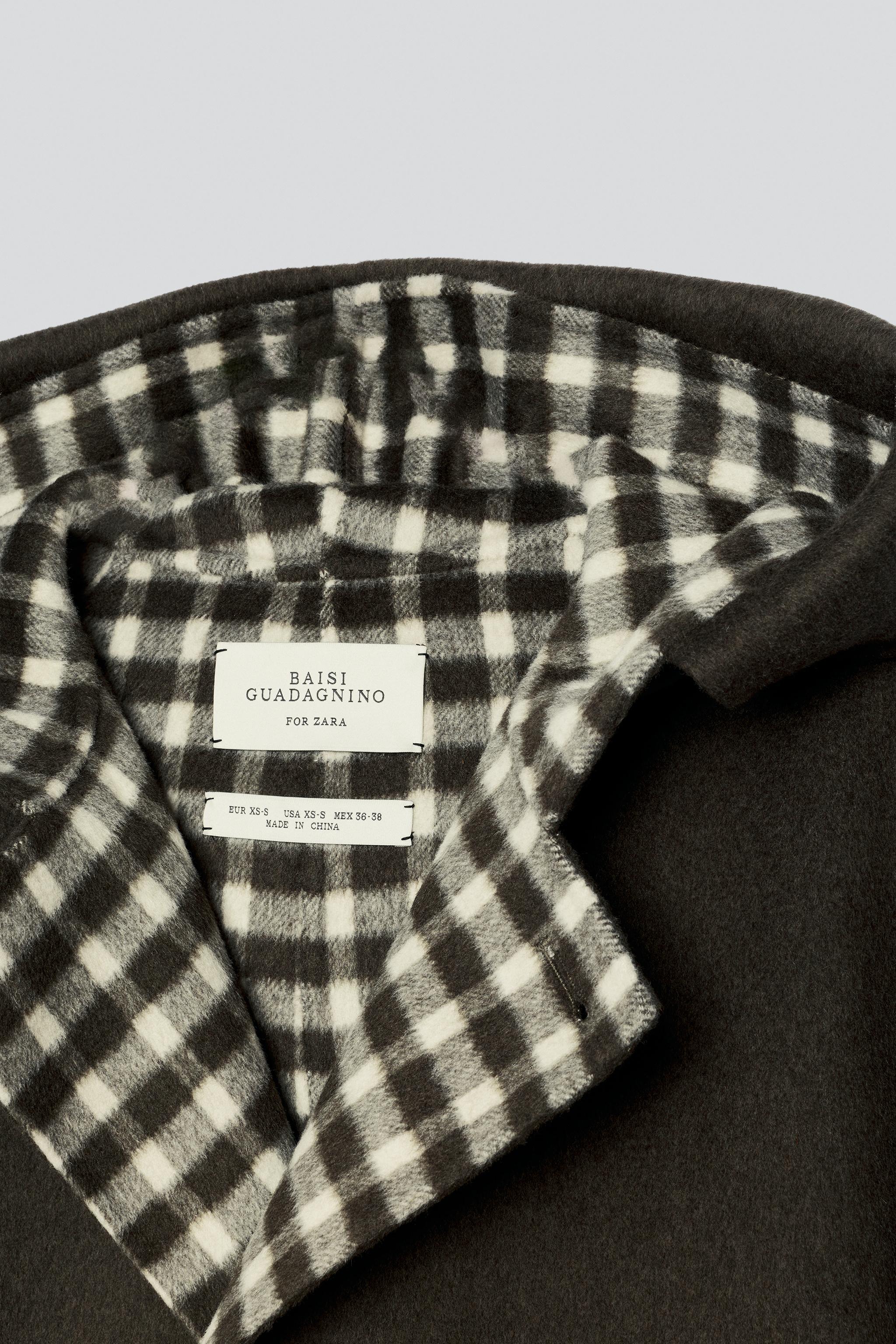 MANTEAU DOUBLE FAZ MÉLANGE LAINE CARREAUX