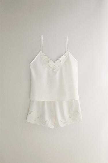 COTTON TOP WITH EMBROIDERY - Ecru by Zara - Image 4