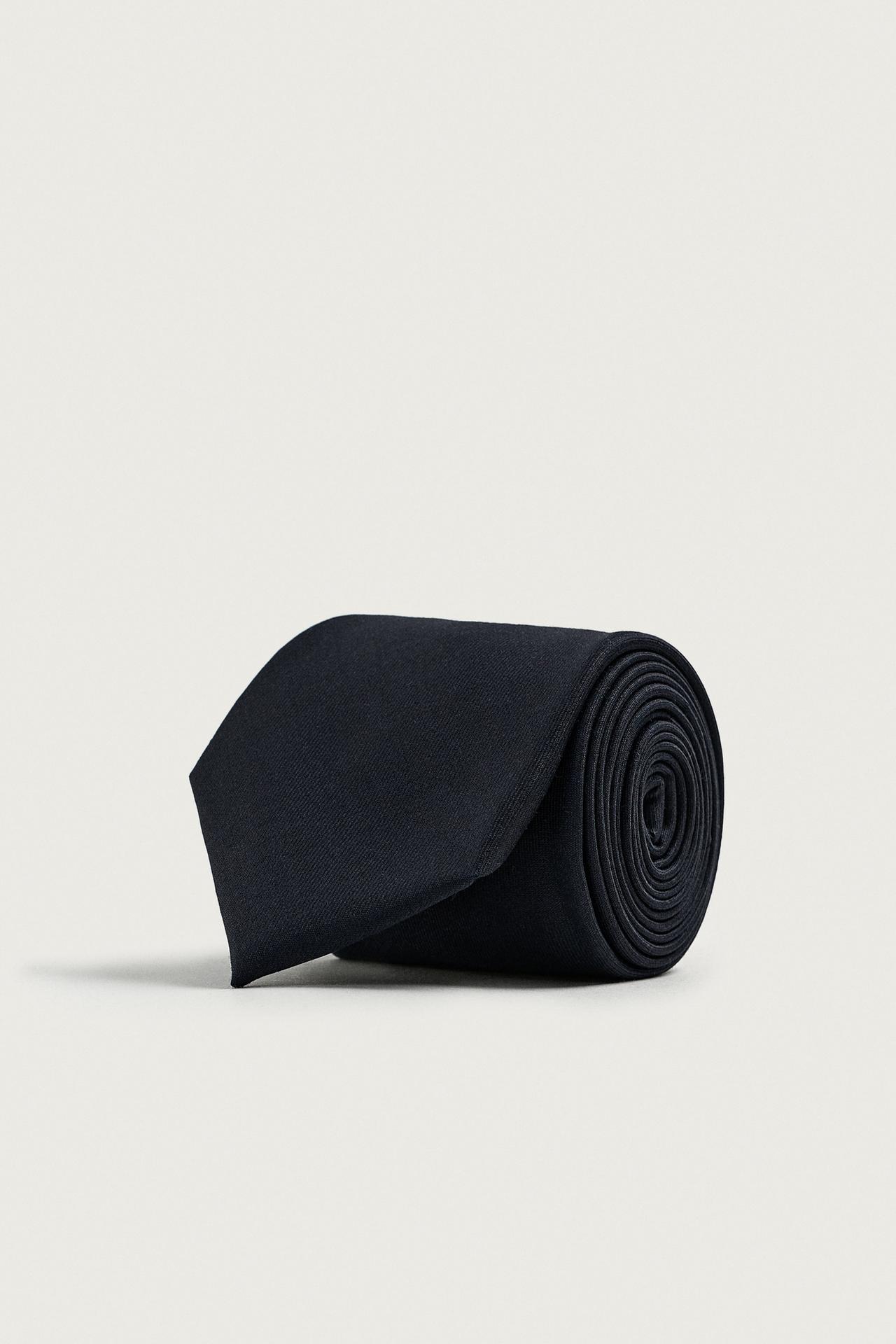 BASIC 100% WOOL TIE — Navy blue