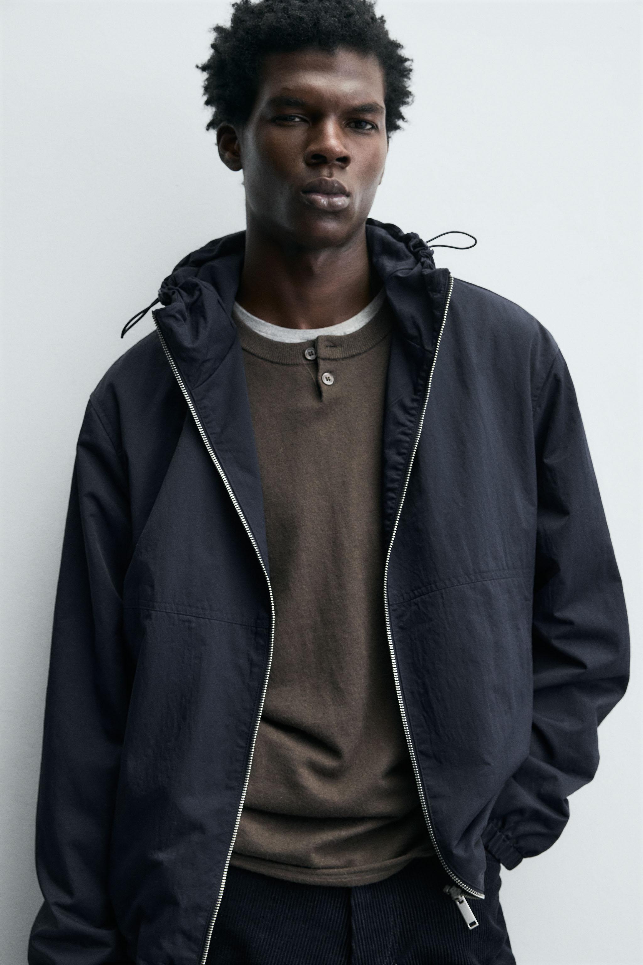 LIGHTWEIGHT TECHNICAL HOODIE JACKET - Navy blue | ZARA United States