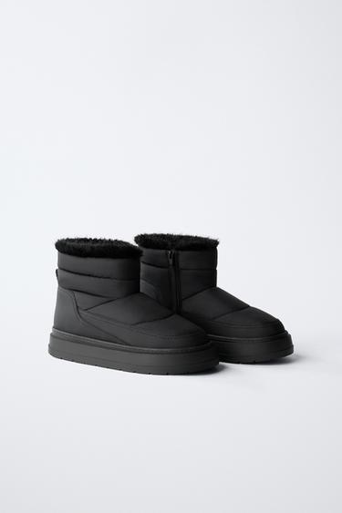 BOTTINES MATELASSÉES EFFET FOURRURE - Noir de Zara