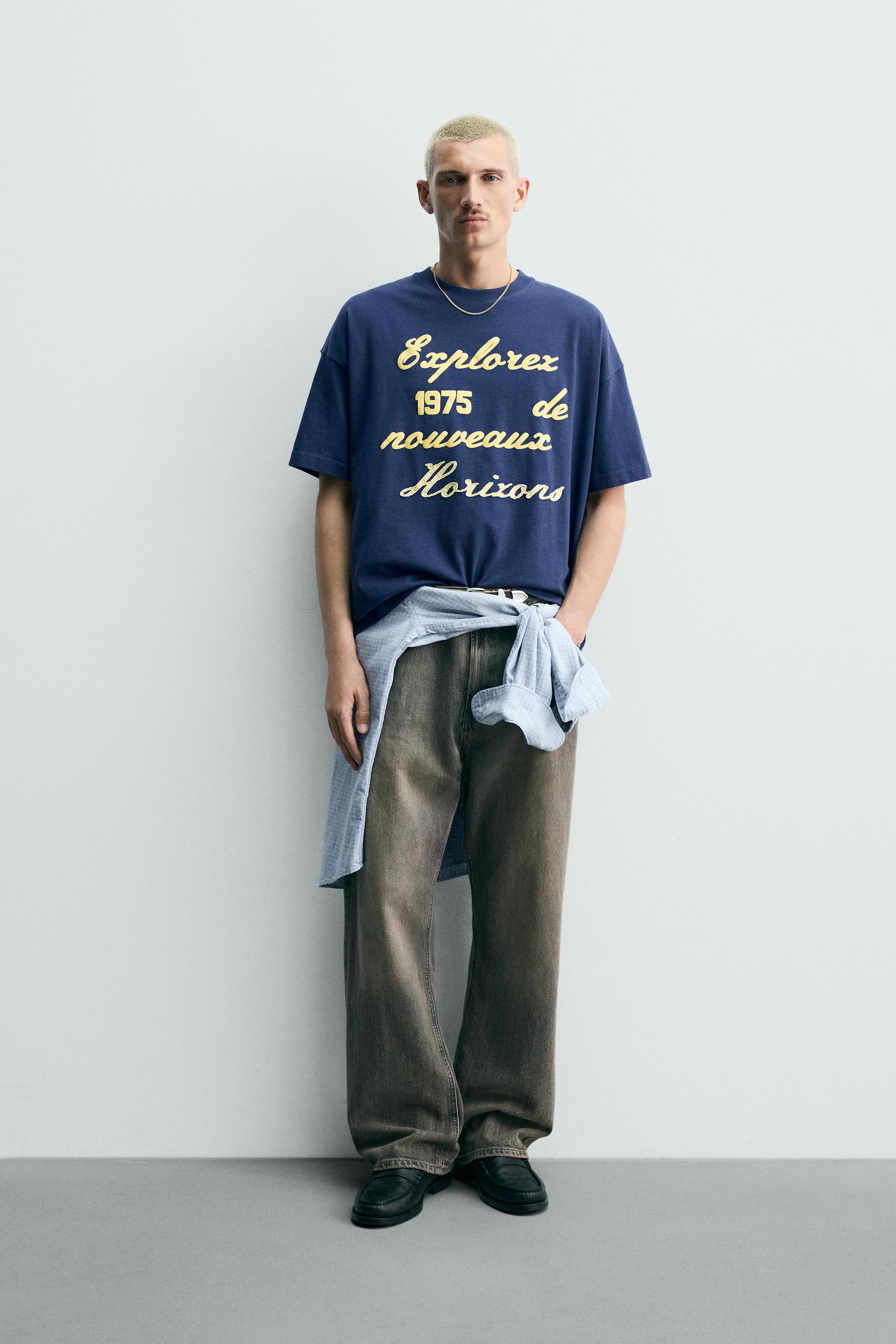 Мужские футболки Zara EMBROIDERED PRINT T-SHIRT