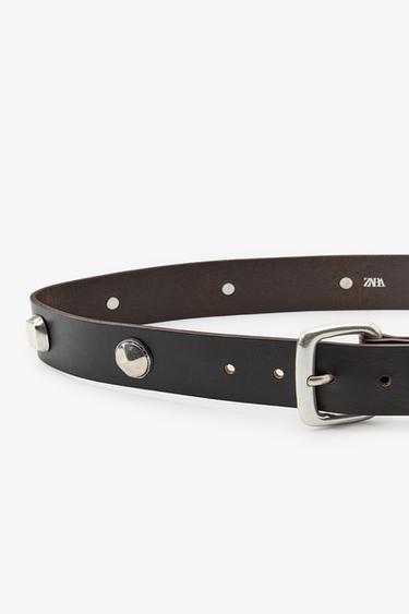 STUDDED LEATHER BELT - Brown by Zara - Image 5