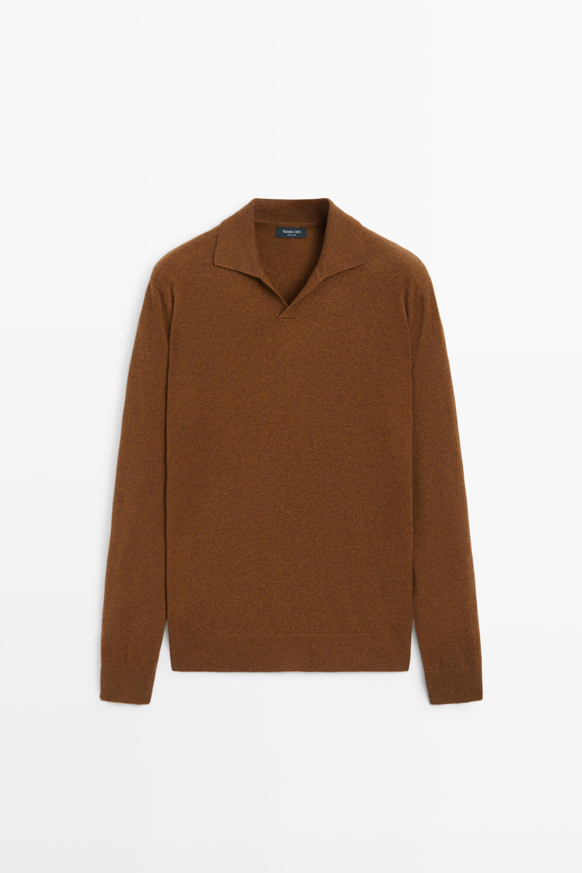 Pull polo en maille de laine mélangée