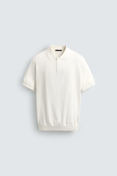 REGULAR FIT KNIT POLO SHIRT - Ecru by Zara
