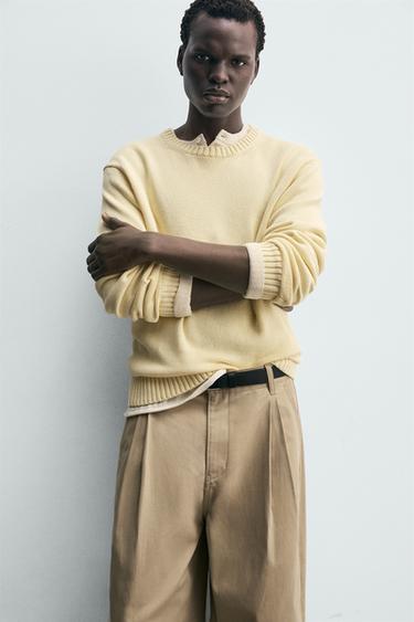 PANTALON CHINO COUPE LARGE - Marron clair de Zara - Image 4