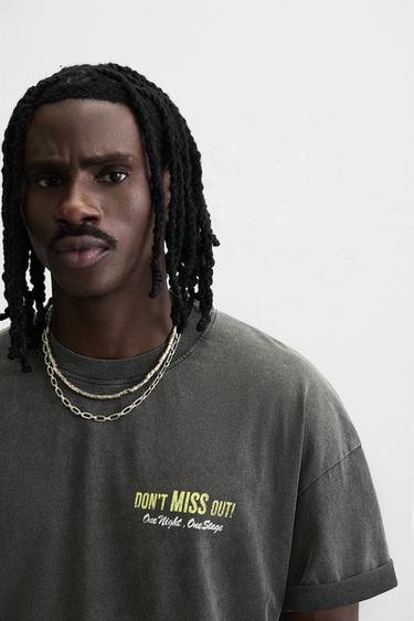 T-SHIRT DÉLAVÉ IMPRIMÉS - Anthracite foncé de Zara - Image 4