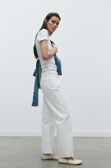 Zara HIGH RISE Z1975 STRAIGHT LEG JEANS - White
