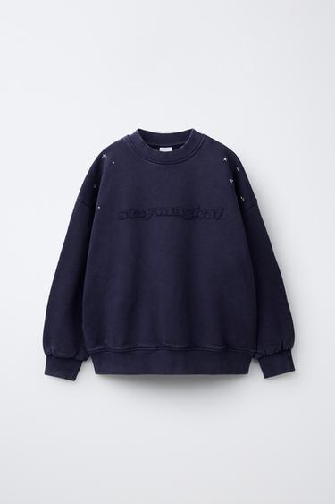 SUDADERA TACHAS ESTRELLAS - Azul de Zara