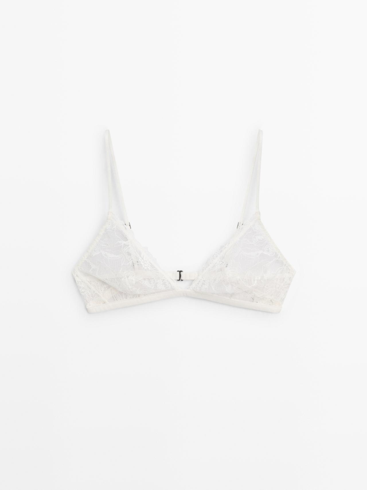 Lace bralette with scalloped details — Ecru