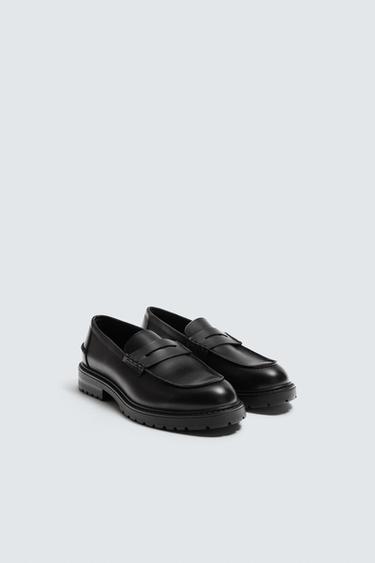 PENNY LOAFERS WITH TRACK SOLE - Black by Zara